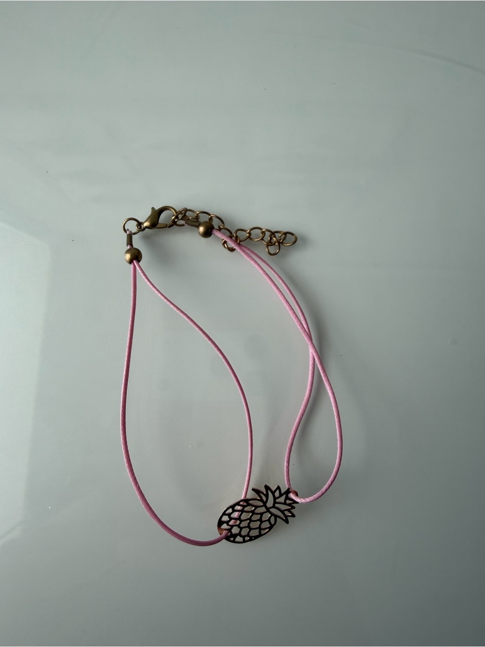 Delicate Pink Pineapple Charm Bracelet - Unbranded